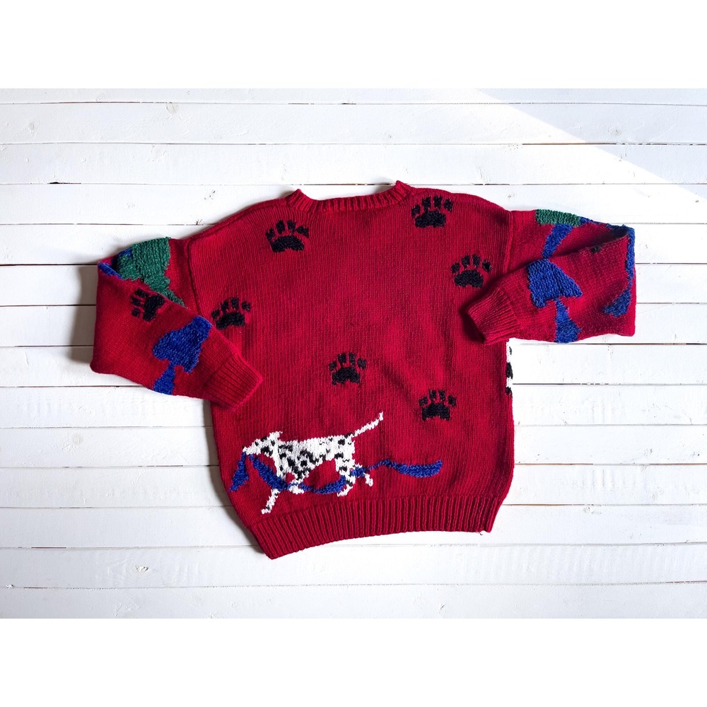 vtg‎ Talbot's red dog Dalmatian hand knit sweater size S - Picture 4 of 5